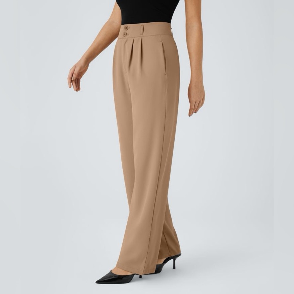 Halara NWOT Flex™ High Waisted Zipper Pocket Shirred Straight Leg Work Pant - M - Picture 3 of 11